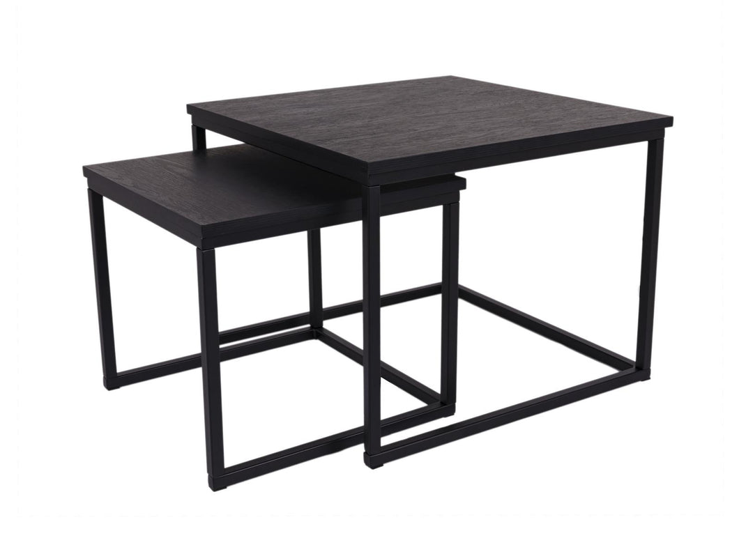 MaximaVida luxurious square coffee table set Chicago black – a-grade pinewood