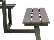 Afbeelding in Gallery-weergave laden, MaximaVida vierkante aluminium picknicktafel Dex 215 cm olijfgroen - open instap

