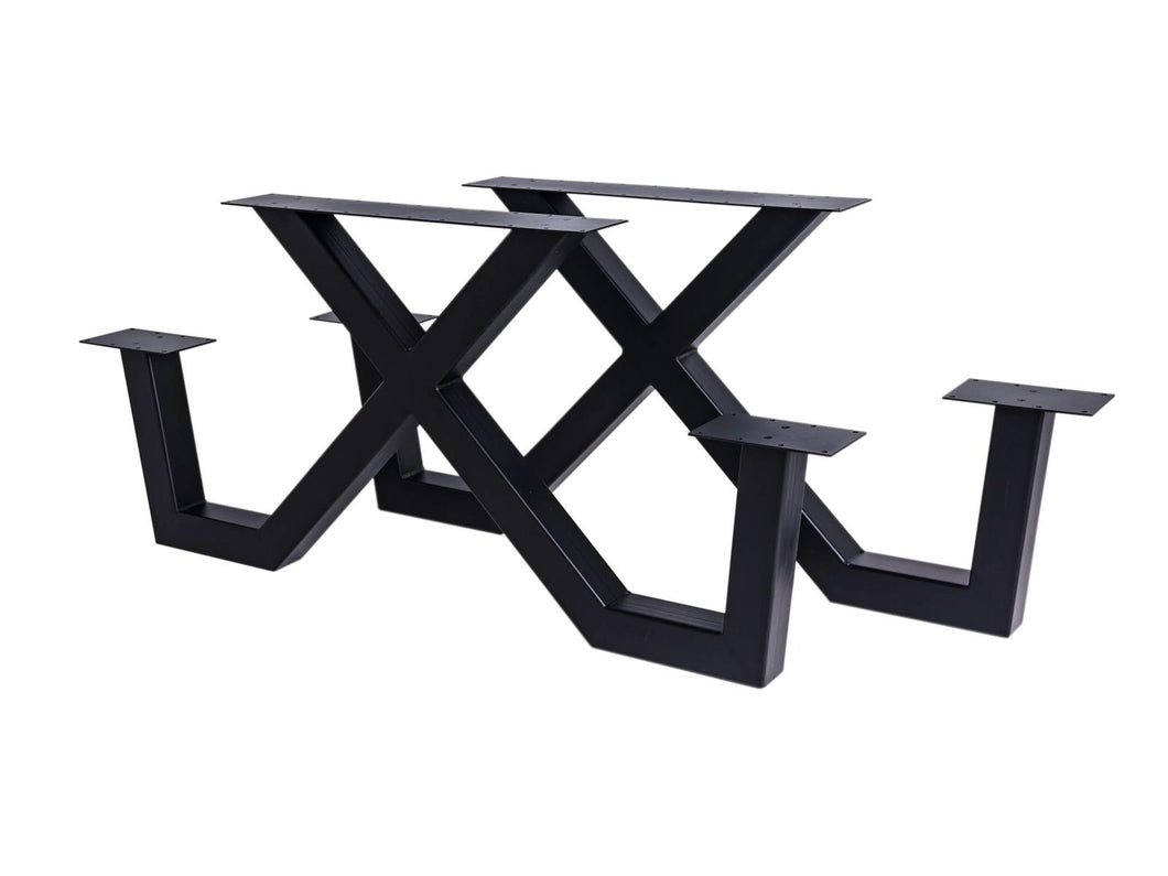 MaximaVida metal picnic table frame New York black coated – box per 2 pieces
