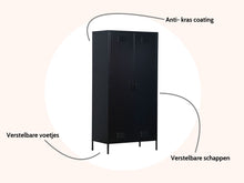 Load image into Gallery viewer, MaximaVida locker metal wardrobe Finn 90 x 50 x 185 cm black – 8 shelves
