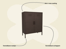 Afbeelding in Gallery-weergave laden, MaximaVida metalen lockerkast Finn 80 x 40 x 102 cm grijsbruin- 2 schappen
