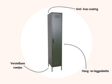 Load image into Gallery viewer, MaximaVida metal locker wardrobe Finn olive green 45 x 35 x 185 cm - slim
