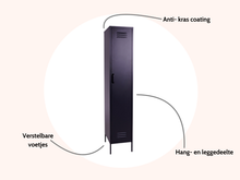 Load image into Gallery viewer, MaximaVida metal locker wardrobe Finn black 45 x 35 x 185 cm - slim
