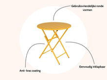 Load image into Gallery viewer, MaximaVida foldable metal round garden table Max 70 cm ochre yellow
