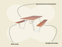 Afbeelding in Gallery-weergave laden, MaximaVida aluminium picknicktafel Bermuda 200 cm ivoor
