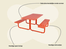 Lade das Bild in den Galerie-Viewer, MaximaVida Picknicktisch Max aus Metall orange - 150 cm
