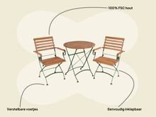 Afbeelding in Gallery-weergave laden, MaximaVida inklapbare ronde acacia bistroset Toscana 70 cm olijfgroen - stoelen met armleuning
