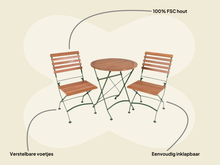 Afbeelding in Gallery-weergave laden, MaximaVida inklapbare ronde acacia bistroset Toscana 70 cm olijfgroen - stoelen zonder armleuning
