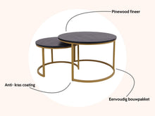 Afbeelding in Gallery-weergave laden, MaximaVida ronde salontafel set Chicago XL 75 cm champagne goud - pinewood fineer
