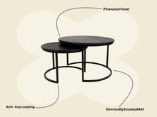 Afbeelding in Gallery-weergave laden, MaximaVida salontafel set Chicago zwart 58 en 45 cm - pinewood fineer
