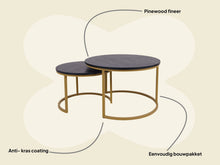 Afbeelding in Gallery-weergave laden, MaximaVida ronde salontafel set Chicago XL 75 cm champagne goud - pinewood fineer
