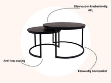 Afbeelding in Gallery-weergave laden, MaximaVida ronde salontafel set Chicago XL zwart 75 cm - pinewood fineer
