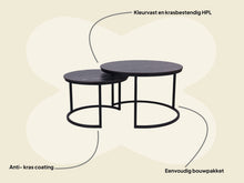 Afbeelding in Gallery-weergave laden, MaximaVida ronde salontafel set Firenze 58 en 45 cm - zwart HPL marmer look
