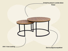 Load image into Gallery viewer, MaximaVida round coffee table set Kiev XL cm – rustic oak veneer
