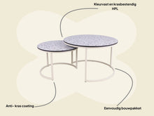 Afbeelding in Gallery-weergave laden, MaximaVida ronde salontafel set Lucca XL 75 en 58 cm ivoor – HPL terrazzo look
