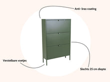 Load image into Gallery viewer, MaximaVida metal locker shoe cabinet Finn 25 x 80 x 125 cm olive green
