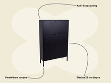 Load image into Gallery viewer, MaximaVida metal locker shoe cabinet Finn 25 x 80 x 125 cm black
