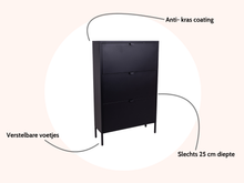 Load image into Gallery viewer, MaximaVida metal locker shoe cabinet Finn 25 x 80 x 125 cm black
