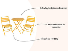 Load image into Gallery viewer, MaximaVida foldable round bistro set Max ochre yellow 70 cm - heavy duty version
