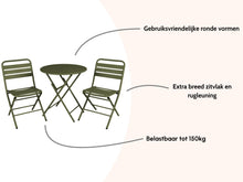 Load image into Gallery viewer, MaximaVida foldable round bistro set Max olive green 70 cm - heavy duty version
