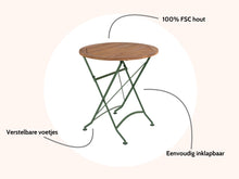 Afbeelding in Gallery-weergave laden, MaximaVida inklapbare ronde tuintafel Toscana 70 cm olijfgroen - 100% FSC excellent acacia
