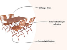 Load image into Gallery viewer, MaximaVida foldable acacia garden set Toscana 120 cm rust brown - chairs without armrest
