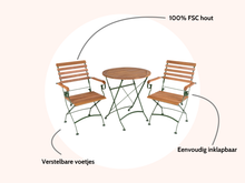 Afbeelding in Gallery-weergave laden, MaximaVida inklapbare ronde acacia bistroset Toscana 70 cm olijfgroen - stoelen met armleuning
