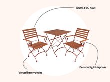 Afbeelding in Gallery-weergave laden, MaximaVida inklapbare vierkante acacia bistro set Toscana 70 cm roestbruin - stoelen met armleuning
