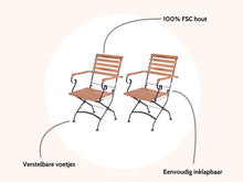 Load image into Gallery viewer, MaximaVida foldable garden chair Toscana with armrest black 2 pieces - 100% FSC excellent acacia
