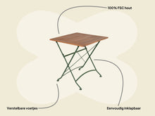 Afbeelding in Gallery-weergave laden, MaximaVida inklapbare vierkante tuintafel Toscana 70 cm olijfgroen - 100% FSC excellent acacia
