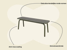 Afbeelding in Gallery-weergave laden, MaximaVida metalen tuinbank Max 120 cm olijfgroen - zonder rugleuning
