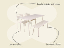 Afbeelding in Gallery-weergave laden, MaximaVida metalen tuinset Max 150 cm ivoor - 4-delig bank zonder rugleuning
