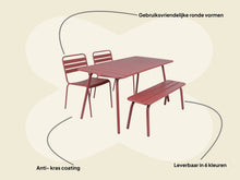 Lade das Bild in den Galerie-Viewer, MaximaVida Metall-Gartenset Max 150 cm Terrakotta  4-teilige Bank ohne Rückenlehne
