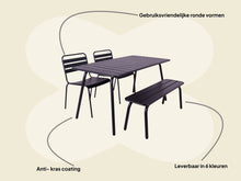 Afbeelding in Gallery-weergave laden, MaximaVida metalen tuinset Max 150 cm zwart -4-delig bank zonder rugleuning
