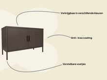 Lade das Bild in den Galerie-Viewer, MaximaVida Metallspind Fernsehschrank Finn graubraun 100 x 40 x 64 cm - 1 Regal
