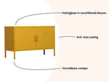 Load image into Gallery viewer, MaximaVida metal TV locker cabinet Finn 100 x 40 x 64 cm ochre yellow - 1 shelf
