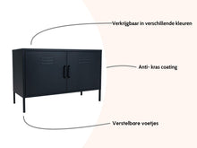 Load image into Gallery viewer, MaximaVida metal TV locker cabinet Finn 100 x 40 x 64 cm black- 1 shelf
