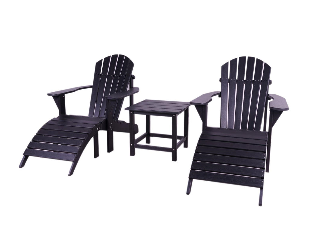 MaximaVida plastic Adirondack garden chair set Montreal black – luxurious design
