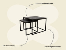 Afbeelding in Gallery-weergave laden, MaximaVida vierkante salontafel set Chicago XL zwart 60 cm - pinewood fineer
