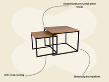Afbeelding in Gallery-weergave laden, MaximaVida vierkante salontafel set Kiev XL 60 cm - rustiek eikenhout fineer
