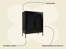 Load image into Gallery viewer, MaximaVida metal locker showcase cabinet Finn 80 x 40 x 102 cm black- 2 shelves
