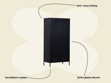 Load image into Gallery viewer, MaximaVida metal locker display cabinet Finn 80 x 35 x 180 cm black - real glass
