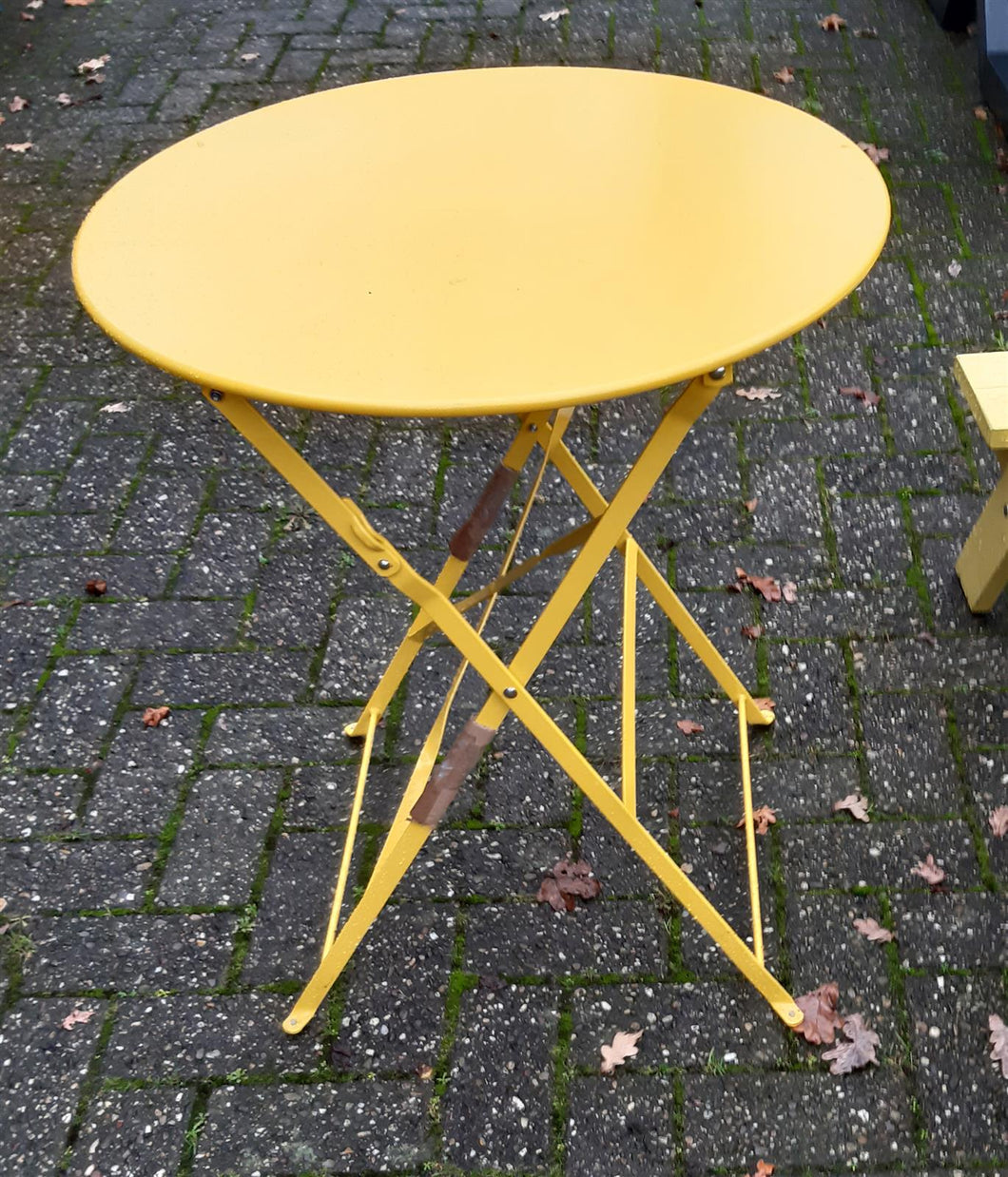 OUTLET GROENLO MaximaVida Inklapbare Tafel Geel - 60 cm rond- 70 cm hoog