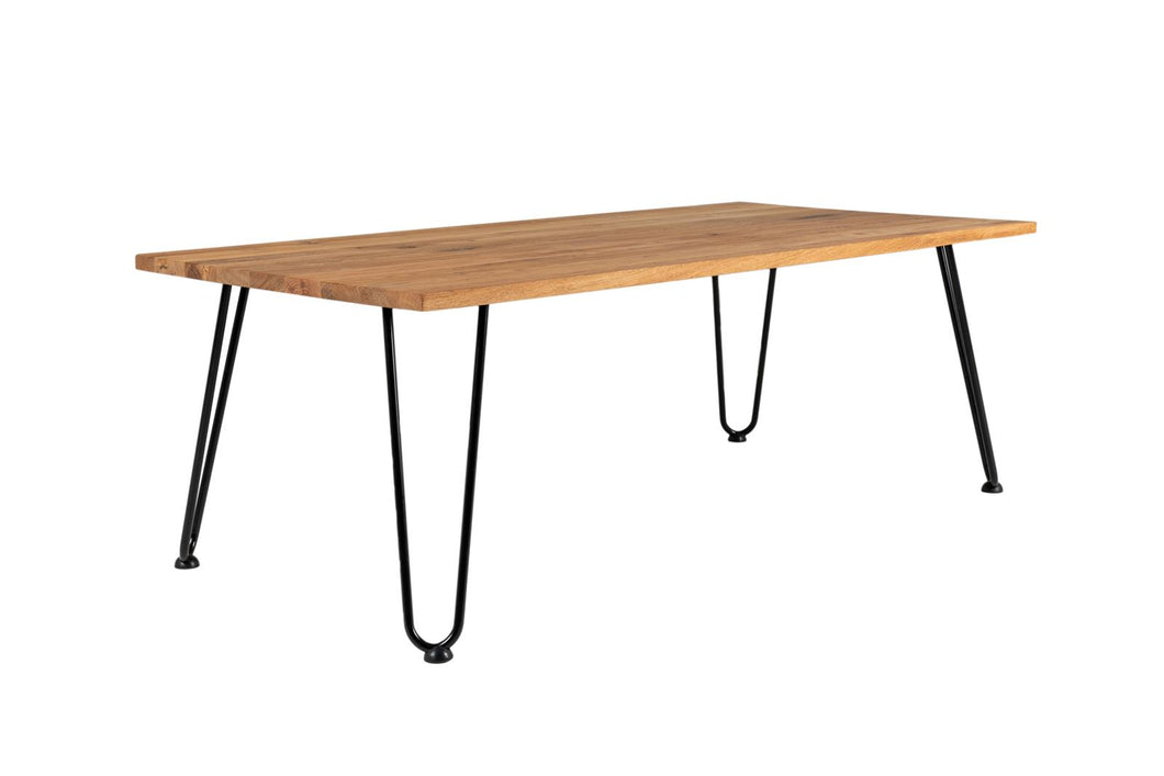 OUTLET MaximaVida rechthoekige salontafel Kiev XL Eikenhout met Metalen Hairpin poten - 120 cm