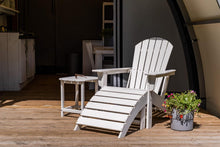 Load image into Gallery viewer, MaximaVida plastic Adirondack garden chair with footstool Montreal white – foldable
