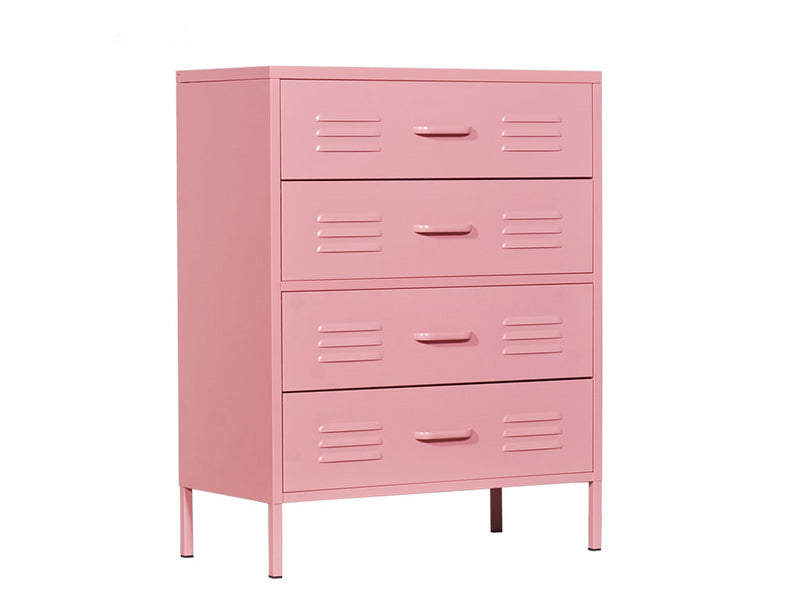 MaximaVida metalen locker ladekast Finn 80 x 40 x 102 cm oud roze - 4 lades