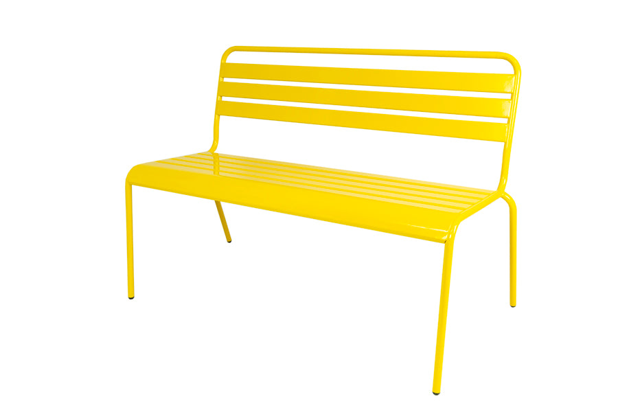 MaximaVida metalen tuinbank Max 120 cm okergeel - stapelbaar