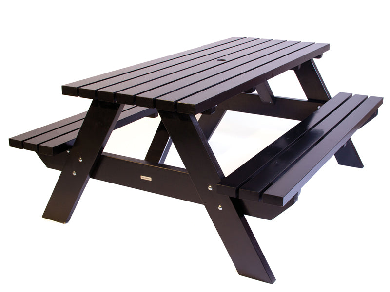 OUTLET GROENLO MaximaVida luxe houten picknicktafel Curaçao 180 cm zwart - extra brede dwarsbalken e