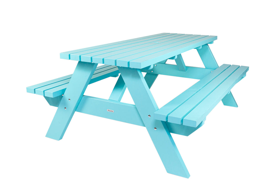 OUTLET GROENLO MaximaVida luxe houten picknicktafel Curaçao 180 cm blauw - extra brede dwarsbalken e
