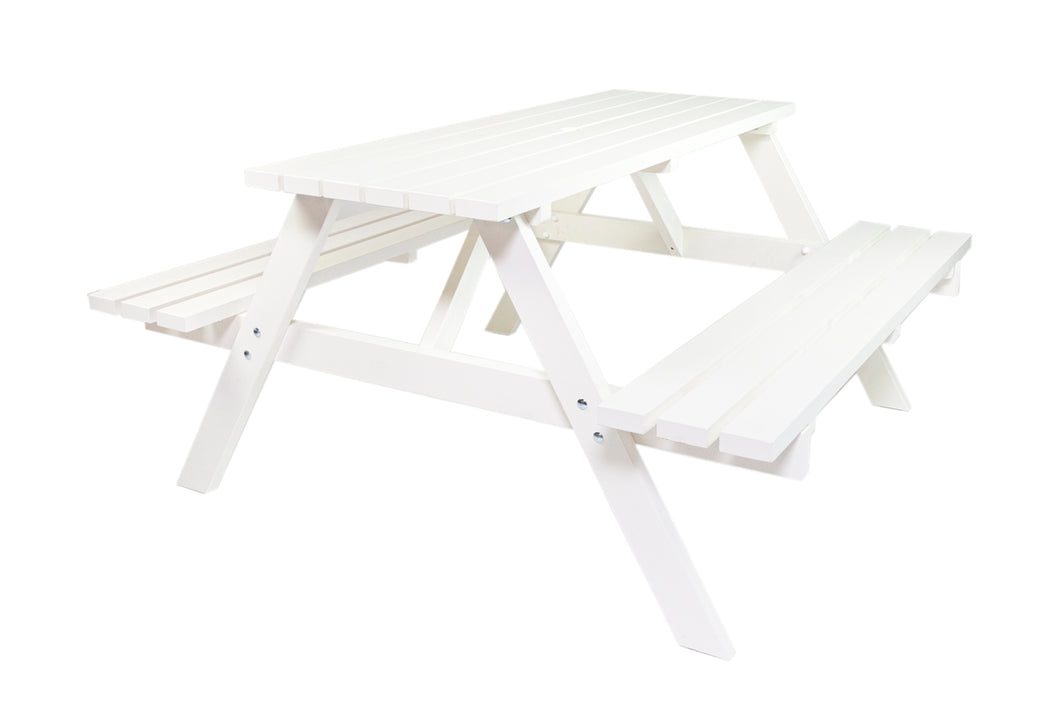 MaximaVida luxe houten picknicktafel Curaçao 220 cm wit - extra brede dwarsbalken en poten